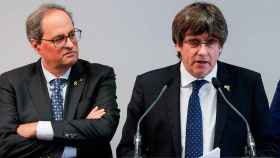 El presidente de la Generalitat, Quim Torra, y el 'expresident' Carles Puigdemont quieren un referéndum ya. Respuesta / EFE