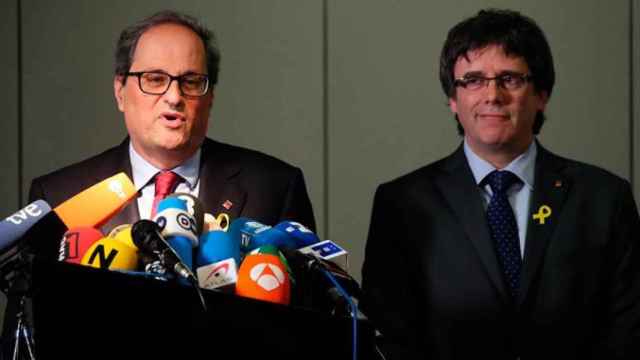 Quim Torra, junto a Puigdemont, en una imagen reciente