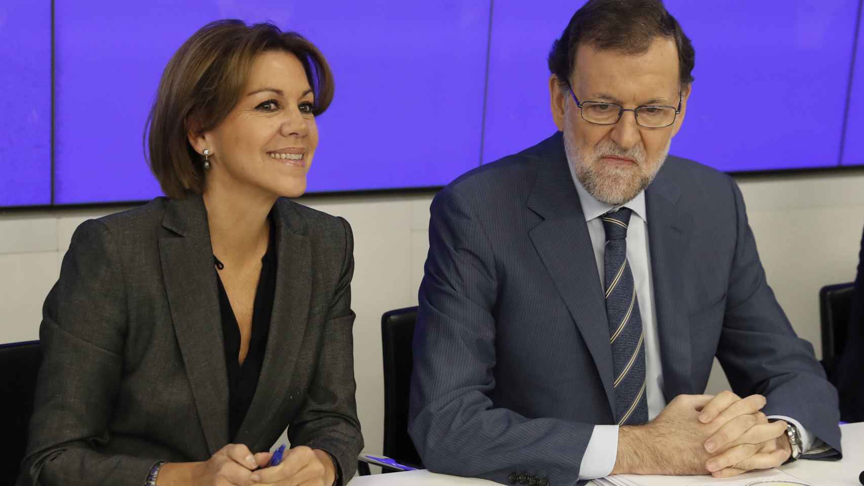 María Dolores de Cospedal y Mariano Rajoy durante una reunión del comité nacional del PP / EFE