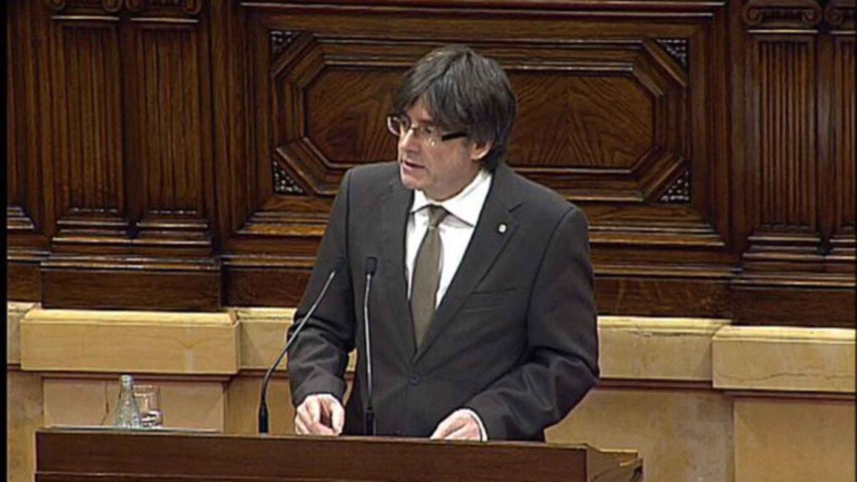 Carles Puigdemont, en su comparecencia en el Parlament para explicar la composición de su Gobierno.