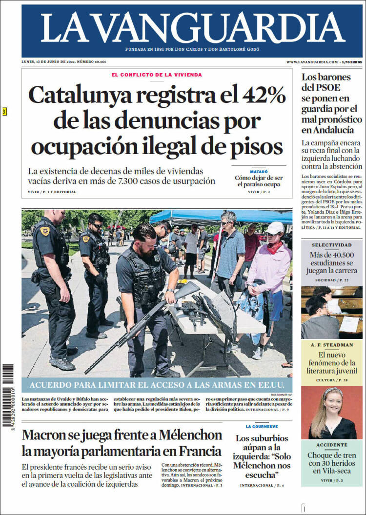 Portada de 'La Vanguardia' del 13 de junio / KIOSkO.NET