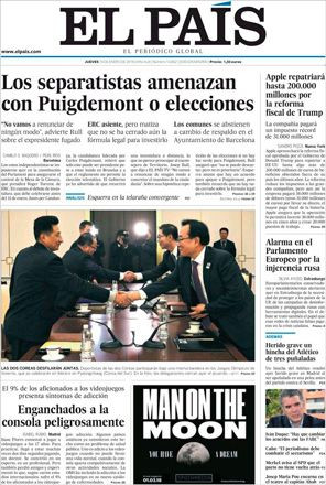 Portada de 'El País' del 18 de enero de 2018 / CG
