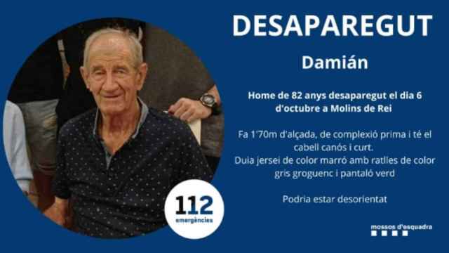 Anciano de 82 años desaparecido en Molins de Rei (Barcelona) / MOSSOS