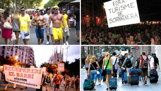 Varias escenas de turistas y protestas vecinales./ FOTOMONTAJE CG