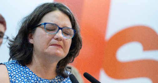 Mónica Oltra comparece para anunciar su dimisión antes de la reunión de la Ejecutiva de Compromís / JORGE GlL – EUROPA PRESS