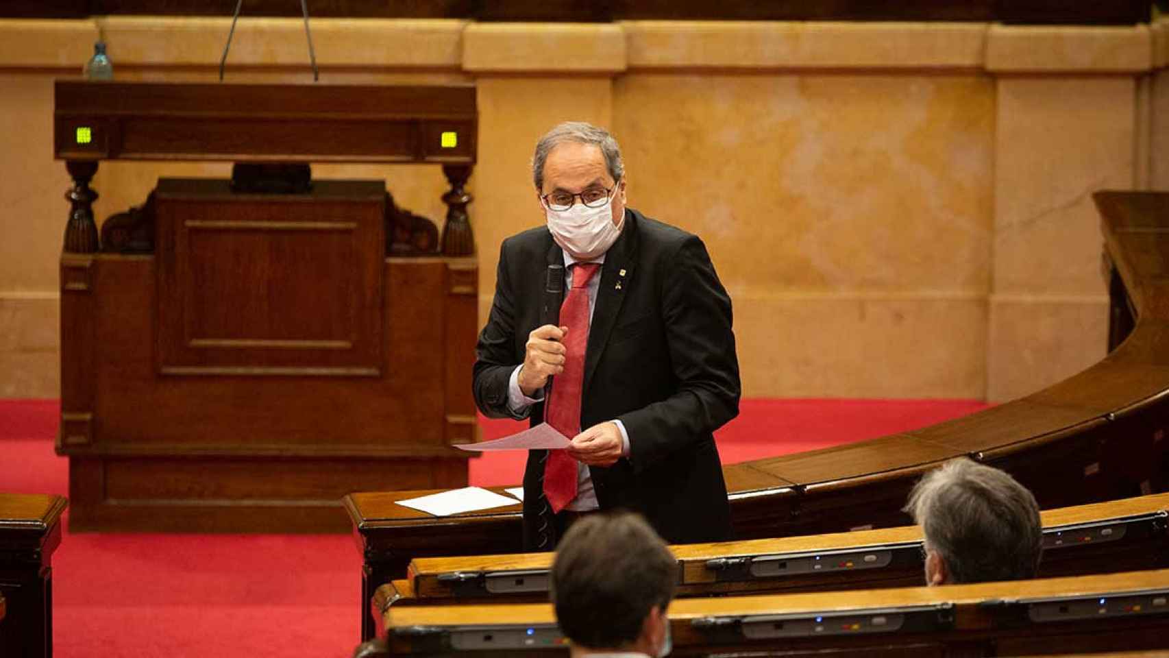 El presidente Quim Torra, en el Parlament, que ha aprobado la ley de alquileres / EP