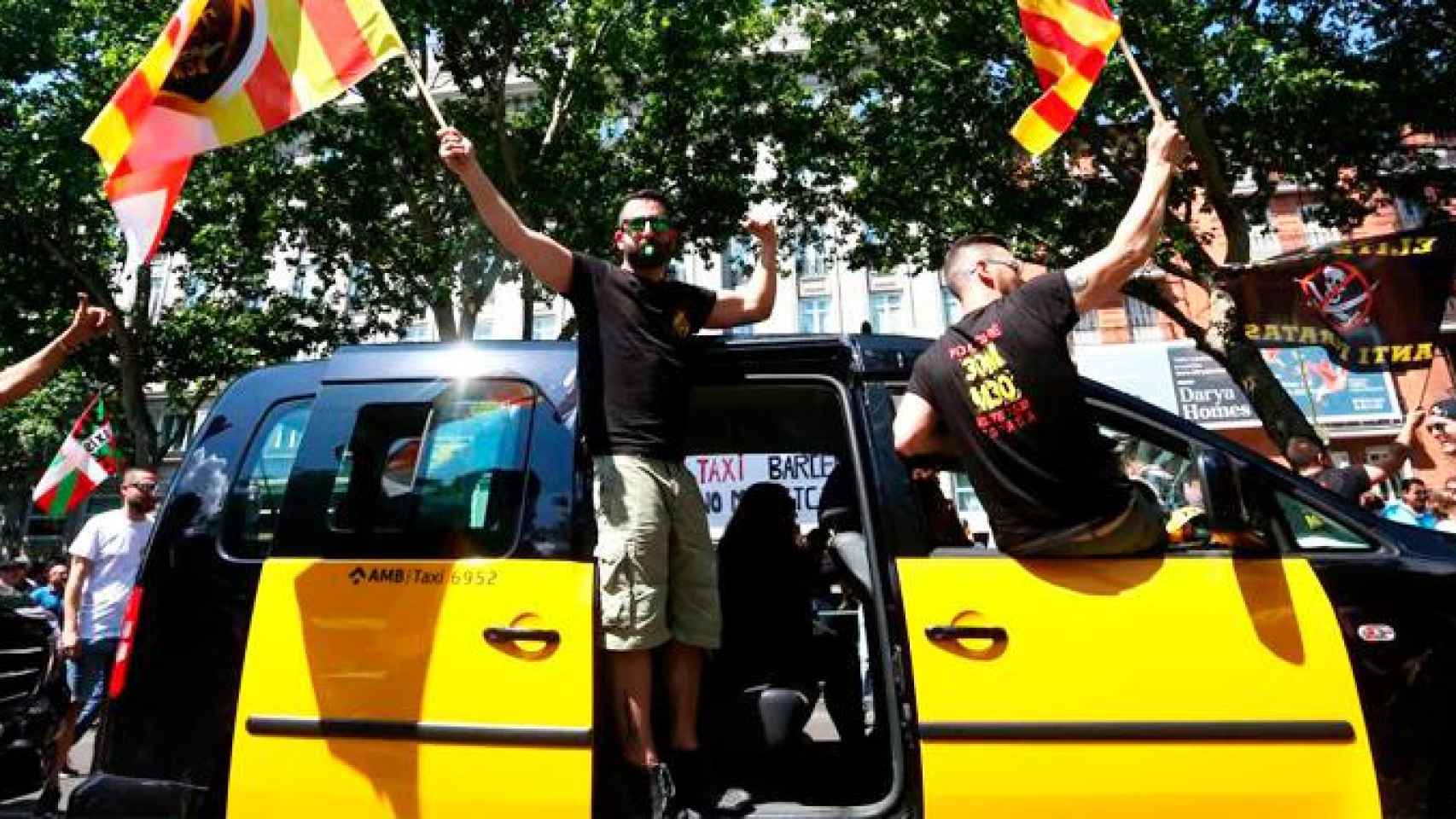 Taxistas de Barcelona en una protesta en defensa del sector / Atlas