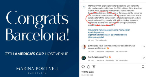 Marina Port Vell, de Vagit Alepérov, informando de que colaborará con la Copa América / CG