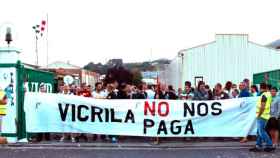 Manifestación de trabajadores contra los retrasos en los pagos la empresa Vicrila / FI-USO
