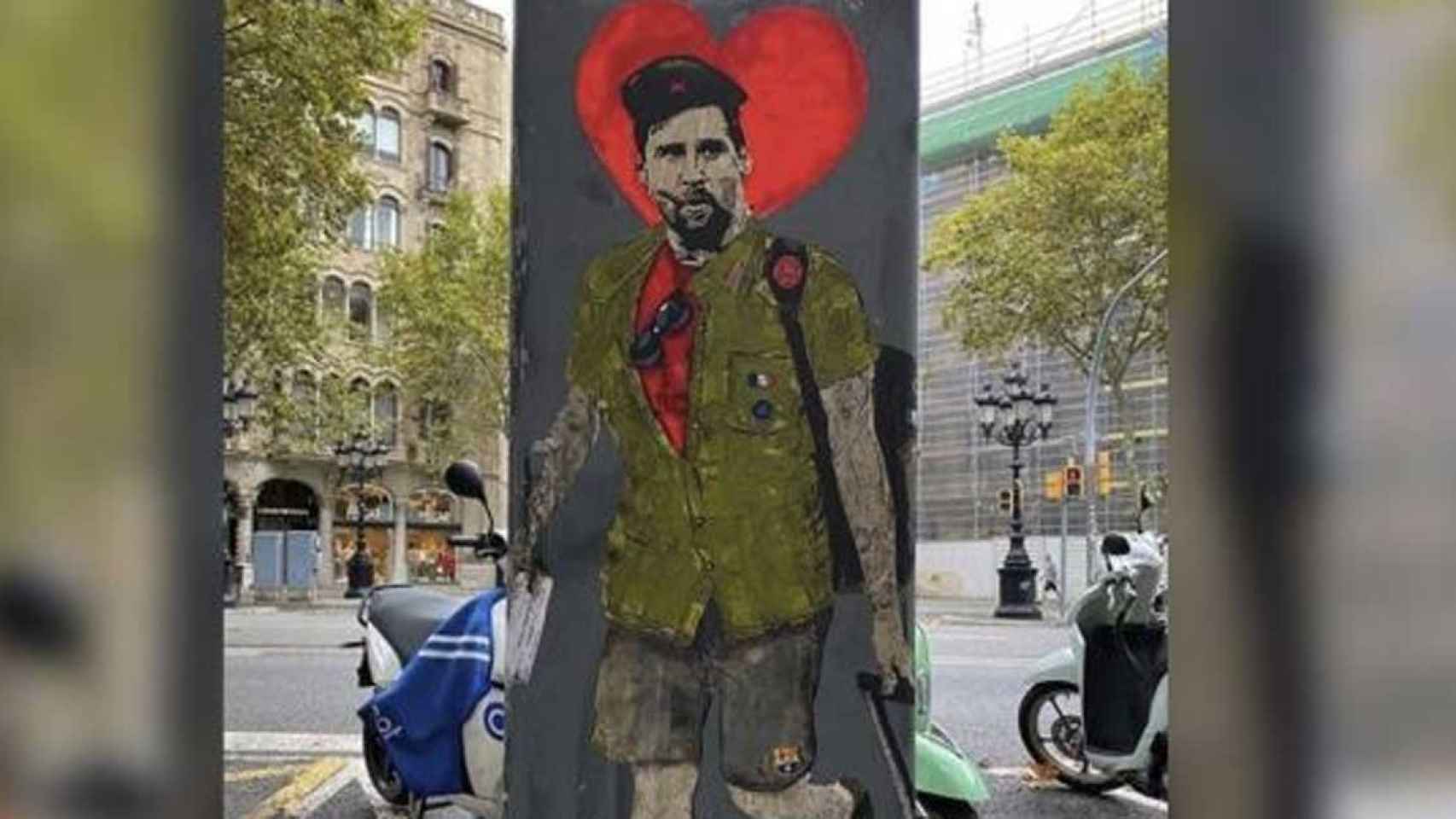 Grafiti de Messi hecho por TVBoy en la plaza Catalunya de Barcelona / INSTAGRAM