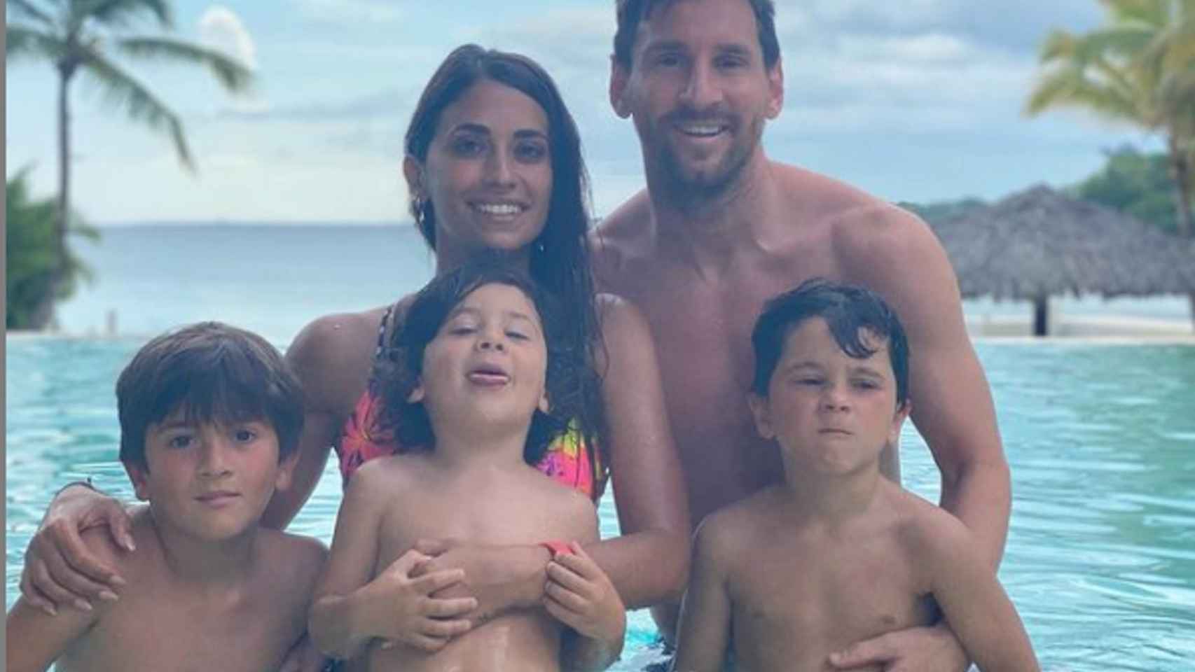 Leo Messi y Antonella Roccuzzo en el Caribe