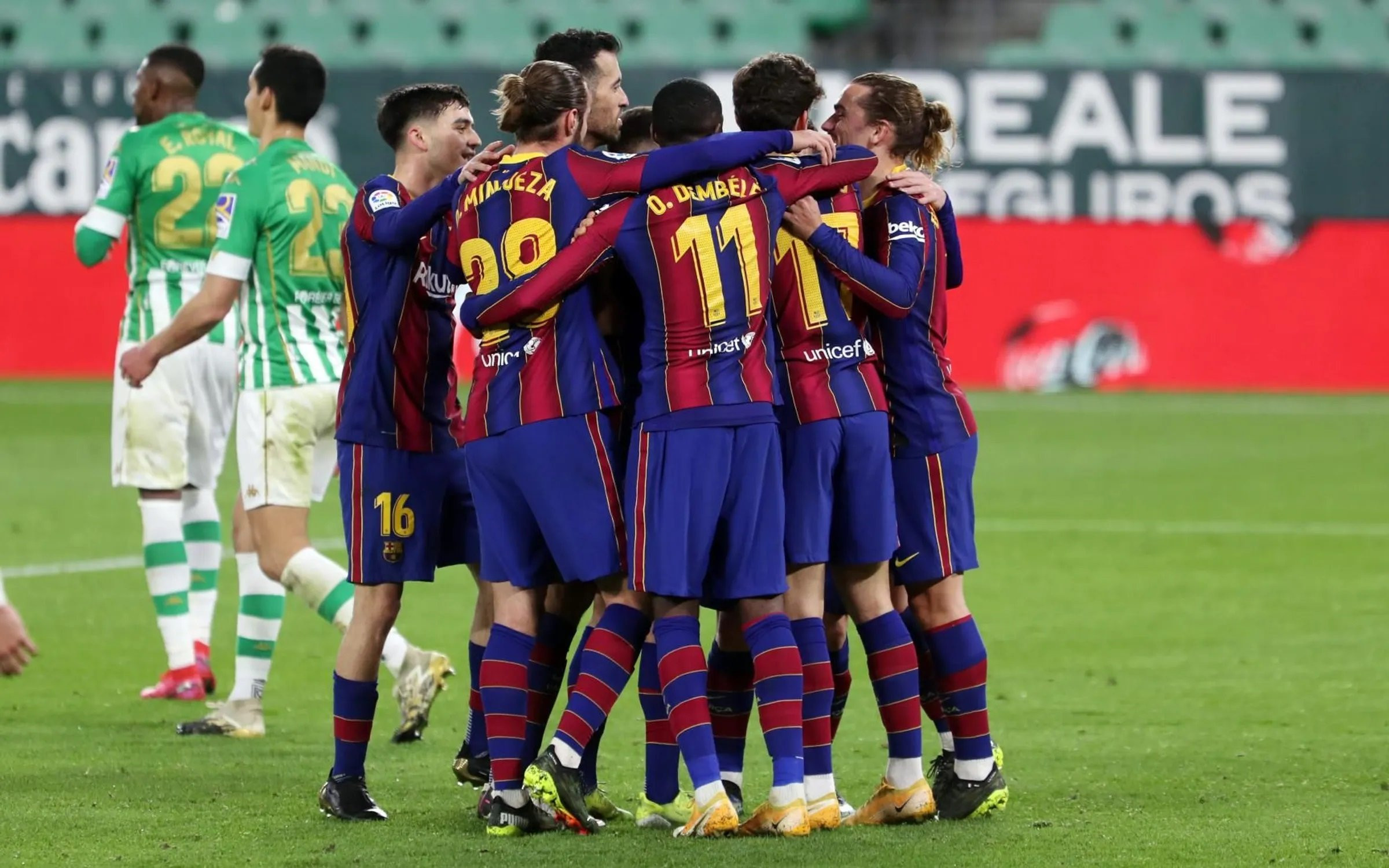 Los jugadores del Barça, celebrando un gol contra el Betis | FCB