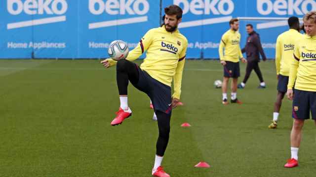 Gerard Piqué en un entrenamiento con el Barça / FC Barcelona