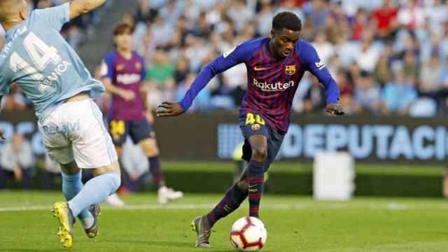 Moussa Wagué en un partido con el FC Barcelona / EFE