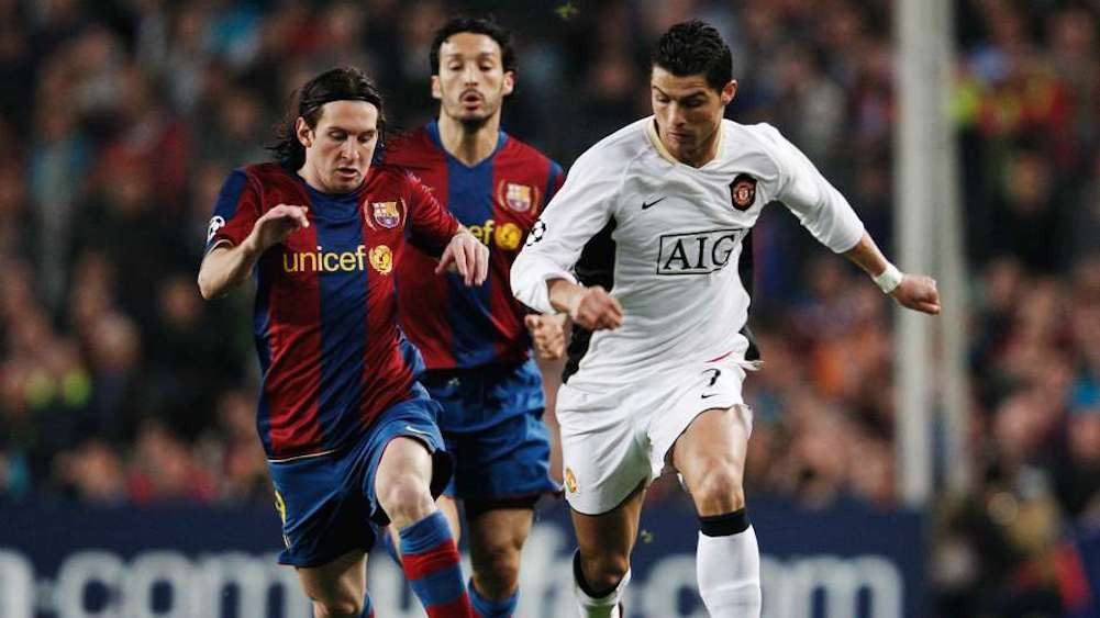 Leo Messi y Cristiano Ronaldo en el Barça - Manchester United de semifinales de la Champions League en 2008 / EFE