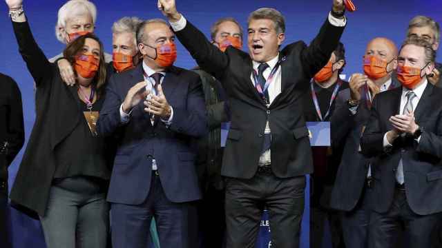 Joan Laporta celebra el triunfo electoral / EFE