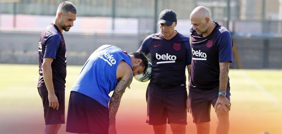 Leo Messi en el entrenamiento de este lunes / FC Barcelona