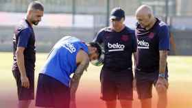 Leo Messi en el entrenamiento de este lunes / FC Barcelona