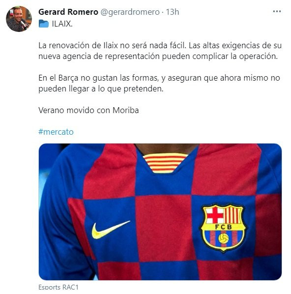 Alta tensión por la renovación de Ilaix Moriba con el Barça / Twitter