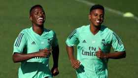 Vinicius Junior y Rodrygo Goes, entrenando con el Real Madrid / EFE
