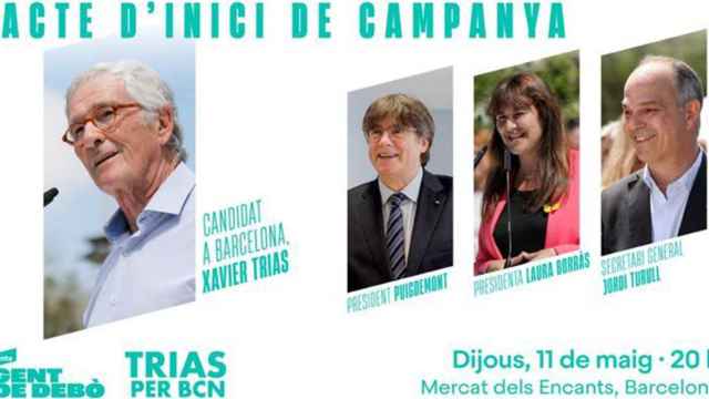 Arranque de campaña de Xavier Trias, con Carles Puigdemont, Laura Borràs y Jordi Turull