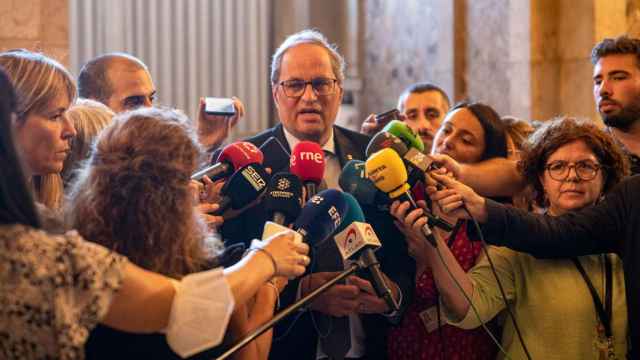 Quim Torra, expresidente catalán, en una comparecencia ante los medios / EP