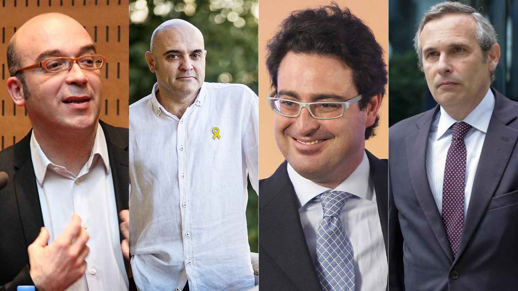Oriol Soler, Xavier Vendrell, David Madí y Josep Lluís Alay (de izquierda a derecha) fueron algunos de los detenidos por el desvío de dinero de la Diputación a Tsunami Democràtic / CG