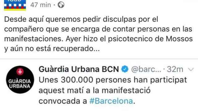 Captura de imagen del 'post' en Facebook de iGub que cita el recuento de asistentes a la manifestación de SCC por parte de la Guardia Urbana / CG