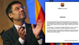 El presidente del Barça, Josep Maria Bartomeu, y el comunicado del club / CG