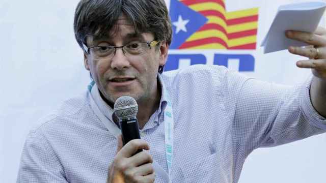 Carles Puigdemont, presidente de la Generalitat, en un acto de campaña / EFE