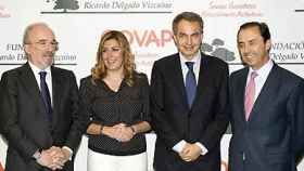 Zapatero, acompañado de Muñoz Machado, Díaz y el presidente de Covap, organización de quien depende la Fundación Ricardo Delgado Vizcaíno