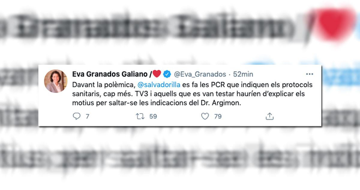 El mensaje de la número dos de las listas del PSC de Barcelona, Eva Granados / TWITTER