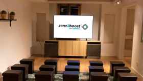 Sala de presentaciones de zone2boost, programa impulsado por Caixabank, Visa, Global Payments y Worldline / CAIXABANK