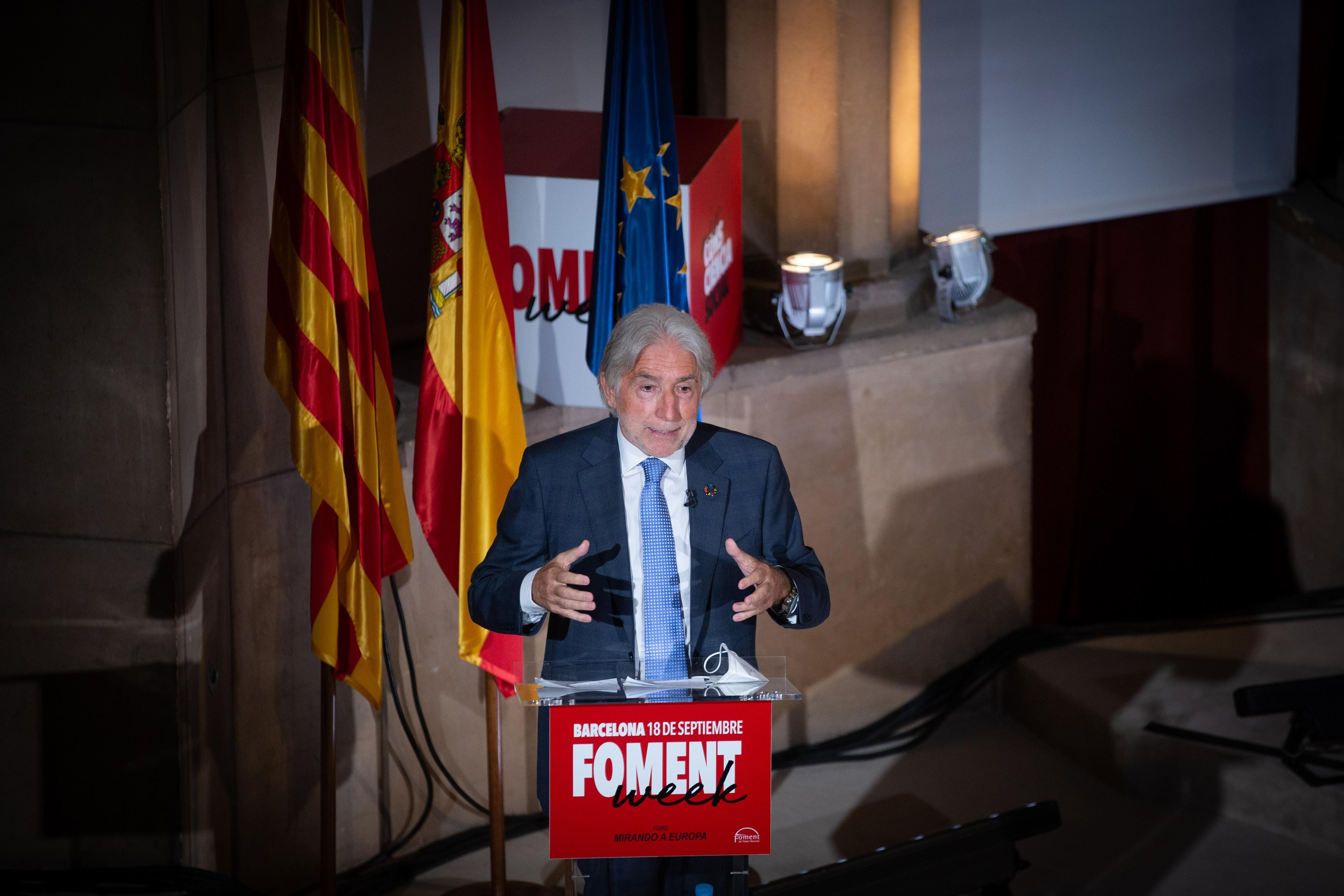 El presidente de Foment del Treball, Josep Sánchez Llibre, en el foro 'Mirando a Europa' / EUROPA PRESS