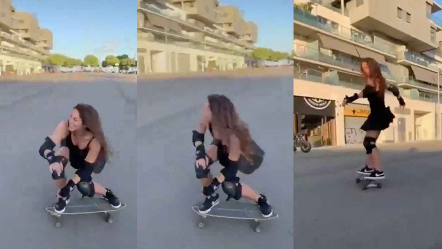 Fotogramas del vídeo de Shakira patina por las calles de Badalona / SHAKIRA