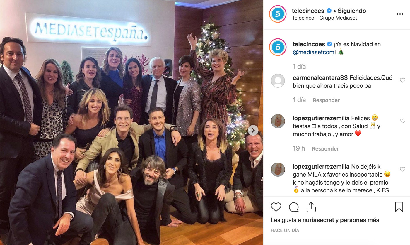 Los presentadores de Mediaset en la cena de Navidad a la que no acudió Isabel Pantoja / INSTAGRAM
