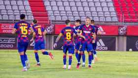 Rej Manaj celebrando su gol contra el Badajoz / FC Barcelona