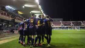 El Barça B celebrando un gol contra el Sabadell en el Mini Estadi / FC BARCELONA