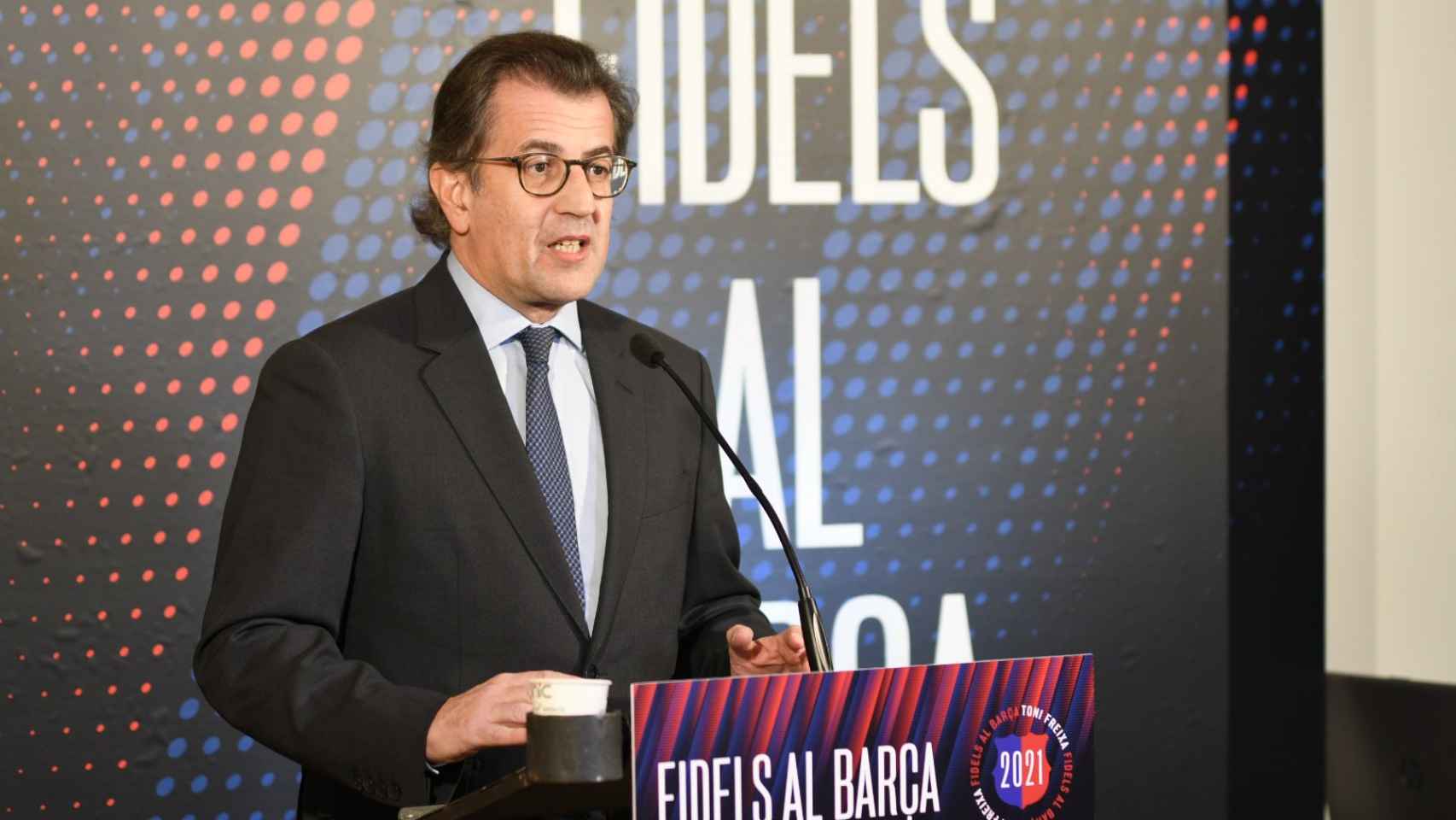 Toni Freixa en una rueda de prensa de 'Fidels al Barça' / FIDELS AL FCB