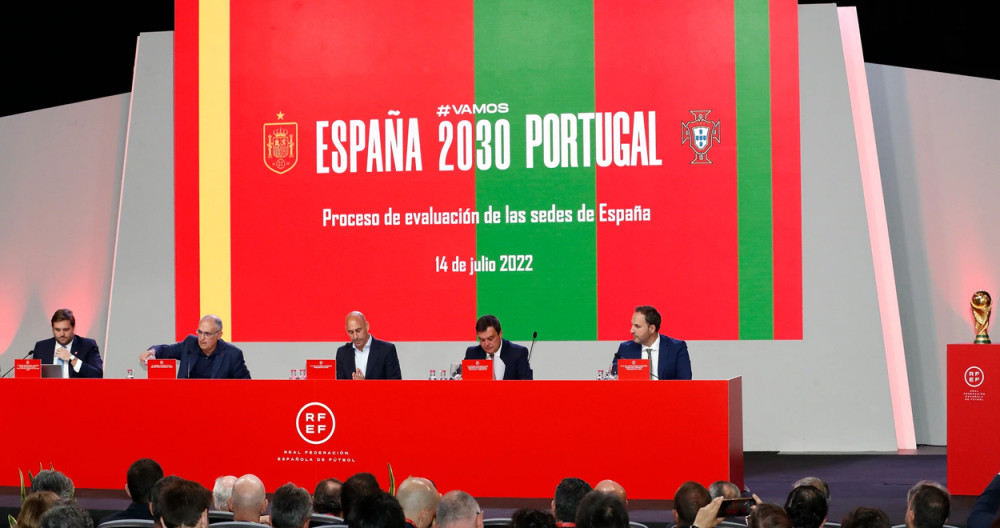 España y Portugal, presentando su candidatura en conjunto para el Mundial 2030 / EFE