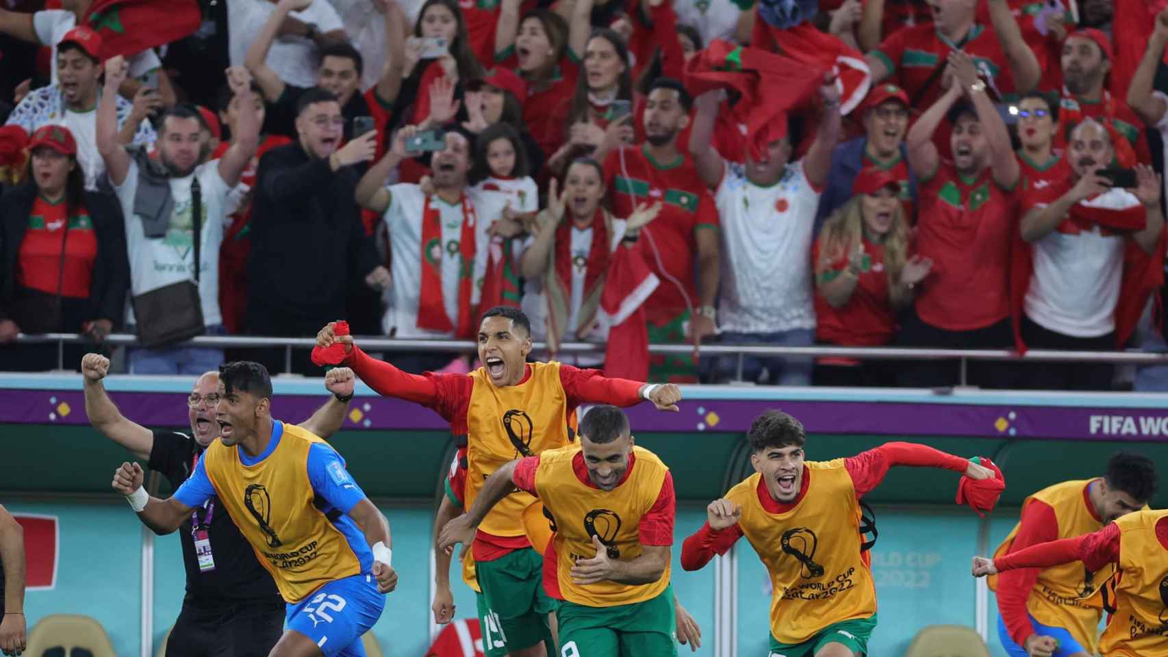 Los futbolistas de Marruecos celebran su victoria ante Portugal / EFE