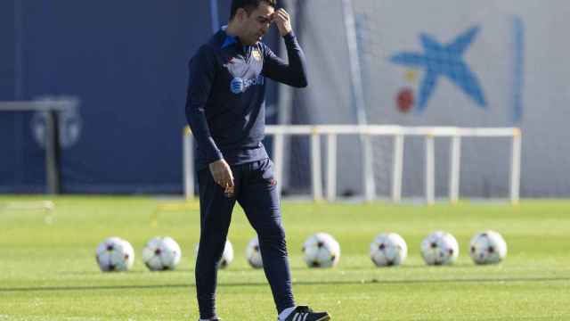 Xavi, en el entrenamiento de este martes / EFE