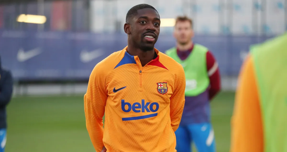 Ousmane Dembelé, en un entrenamiento del Barça de Xavi / FCB