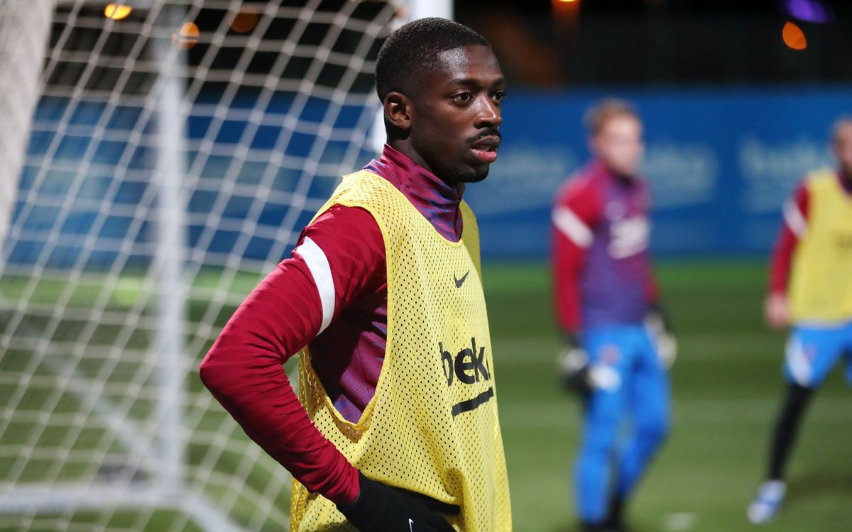 Ousmane Dembelé, durante un entrenamiento con el Barça / FCB
