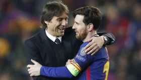 Conte hablando con Messi después de un partido de Champions / Redes