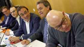 Jordi Turull, Josep Rull, Artur Mas y Lluís Corominas, durante una reunión de la Ejecutiva de CDC