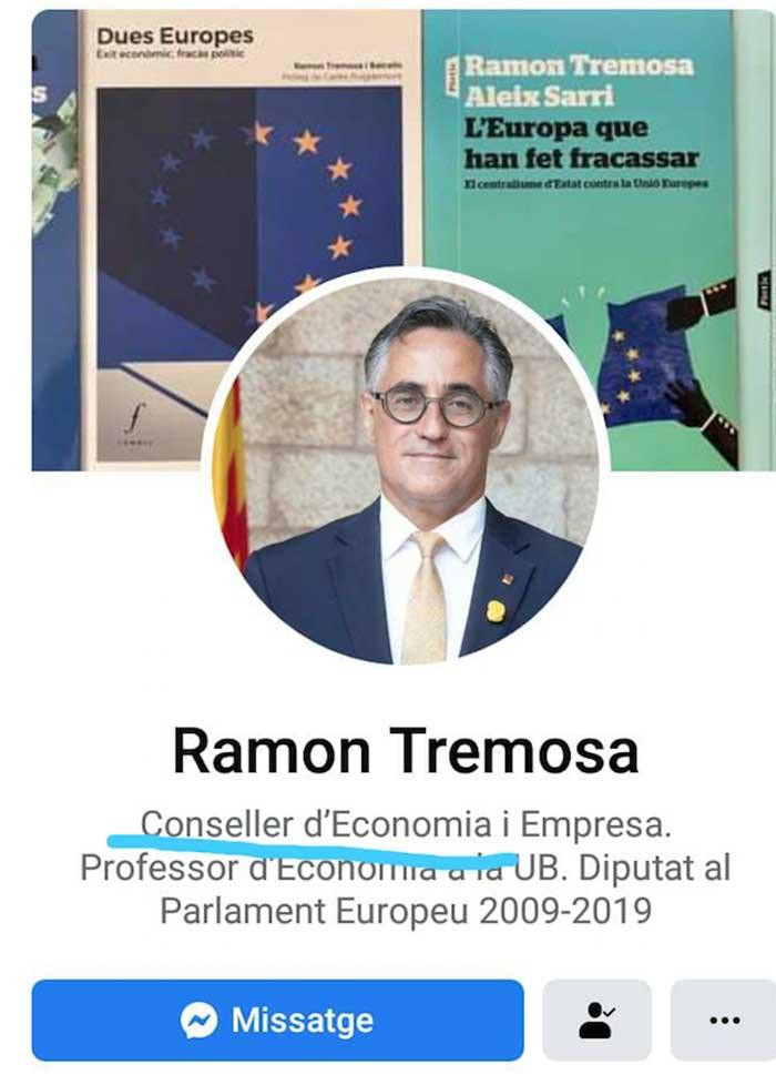 Ramon Tremosa se equivocó al cambiar su perfil en las redes sociales