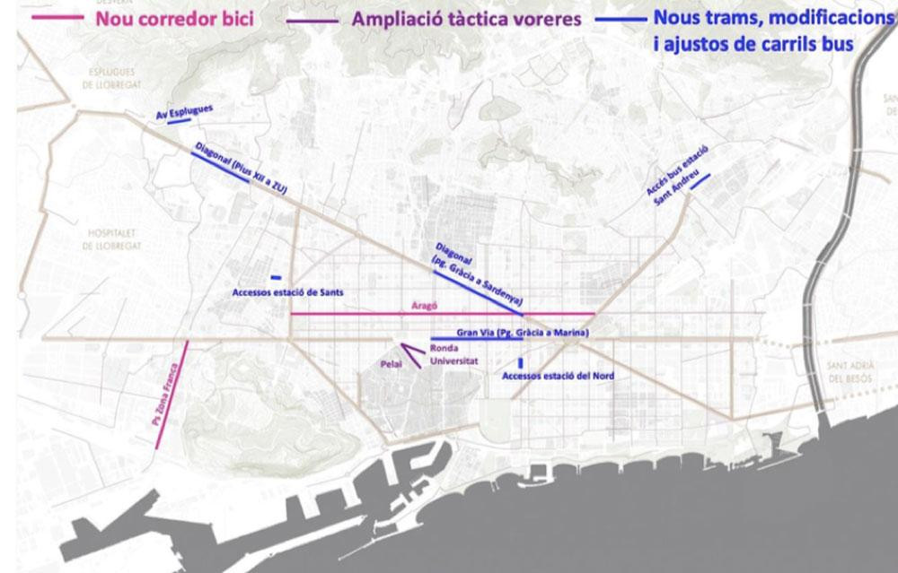 Los nuevos carriles bici; carriles bus y ampliación de aceras en Barcelona a partir de octubre / CG