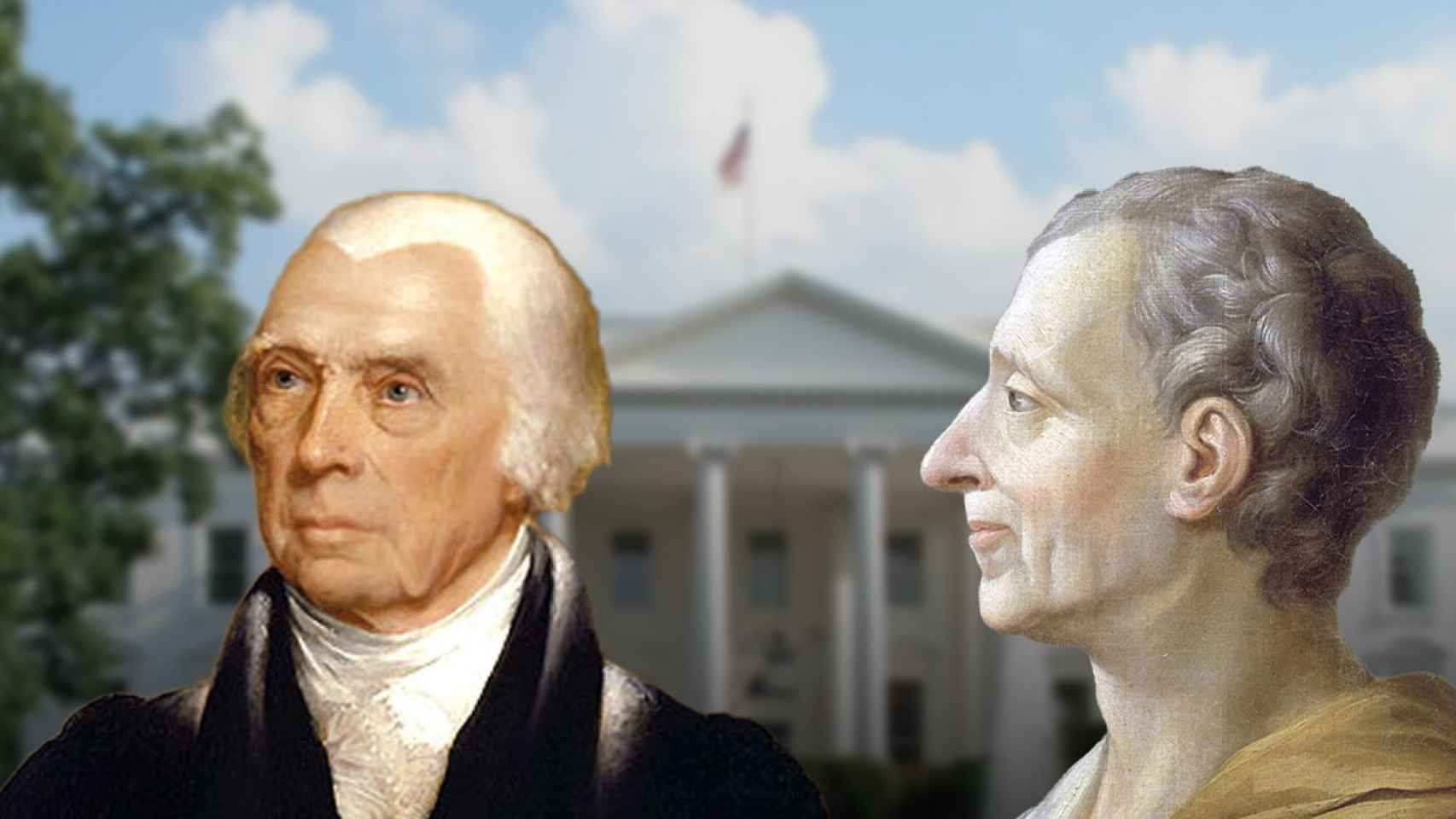 James Madison y Monstesquieu, con la Casa Blanca en EEUU de fondo / FOTOMONTAJE-LETRA GLOBAL