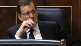 El presidente en funciones del Gobierno, Mariano Rajoy, durante la sesión de investidura.